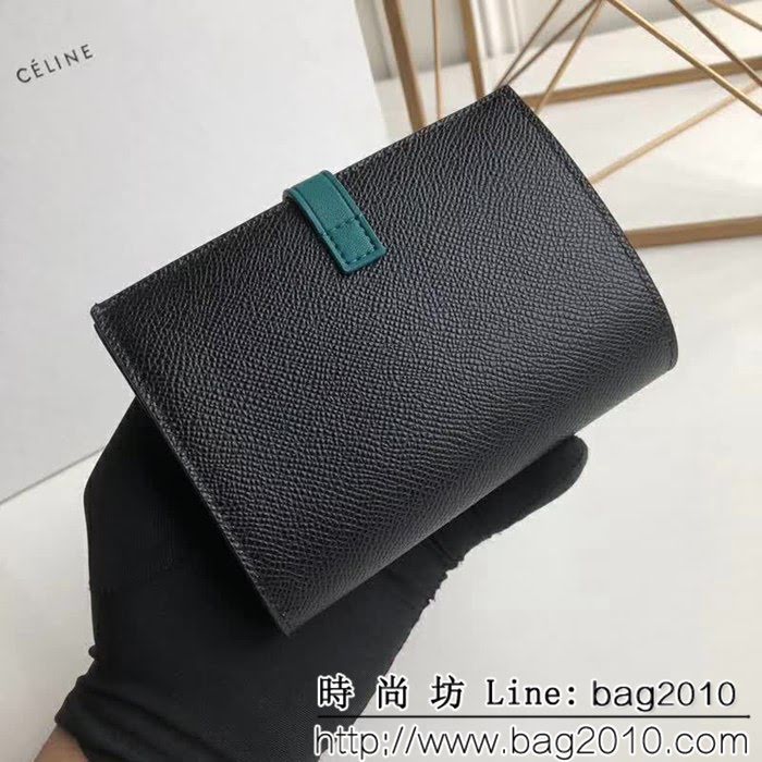 CELINE賽琳原單 專櫃款 手掌紋牛皮小號搭扣拼色錢夾 0146 SL1422